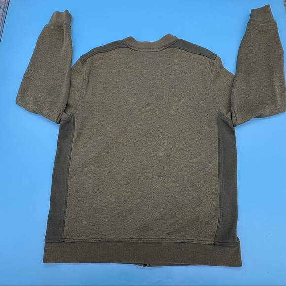 L.L. Bean Men's Green Full Zip Sweater Two-Tone Elbow Patches Cotton Size Medium - Picture 8 of 12